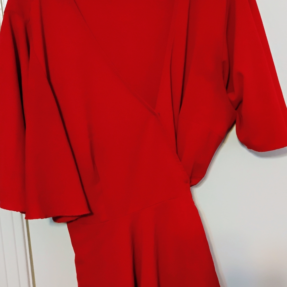 Red Women's Wrap-Style Blouse